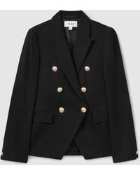 Reiss - Tally Double-Breasted Tailored Wool-Blend Blazer - Lyst