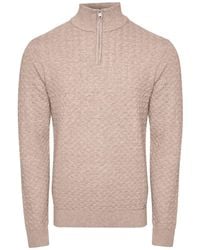Threadbare - Textured Cable Knit Quarter Zip Jumper - Lyst