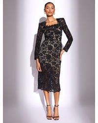 lace bust dress Chocolate Polka Dot Lace Bust Cap Sleeve Maxi Dress main image 1
