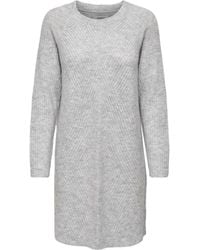 ONLY - Long Sleeve Round Neck Knitted Dress - Lyst