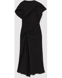 Reiss - Asymmetric Draped Midi Dress - Lyst