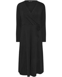 M Com - Petite Long Sleeve Wrap Dress - Lyst