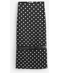 4th & Reckless - 4Th & Reckless Polka Dot Print Satin Lace Detail Maxi Skirt - Lyst