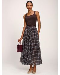 Jolie Moi - Checked Crinkle Mesh Maxi Skirt - Lyst