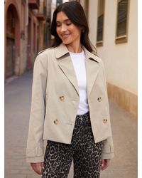 Threadbare - Double Breasted Cropped Trench Jacket - Lyst