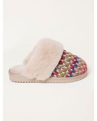 FatFace - Fatface Kaia Multi Faux Fur Knitted Mule - Lyst