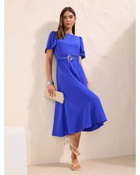 Friends Like These - Short Sleeve Belted Workwear Midi Dress - Lyst