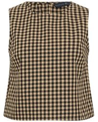 PixieGirl Petite - Gingham Sleeveless Shell Top - Lyst