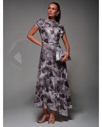 Jolie Moi - Asymmetrical Draped Slash Neck Midaxi Dress - Lyst