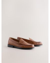 Next - Standard Fit Leather Penny Loafers - Lyst