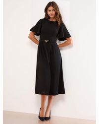 Lipsy - Crew Neck Short Sleeve Fit And Flare Midi Dress With Trim Belt - Lyst