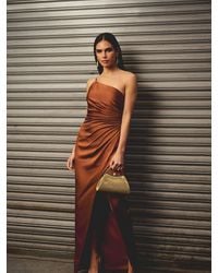 Adrianna Papell - Adrianna By Stretch Satin Long Dress - Lyst