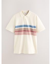Next - 100% Cotton Short Sleeve Button Up Block Polo Shirt - Lyst