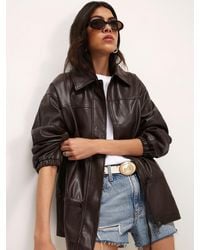 River Island - Drop Hem Drawstring Funnel Neck Jacket - Lyst