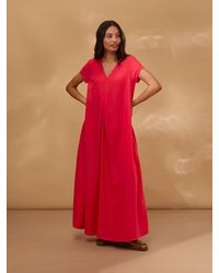 Celtic & Co. - Linen Blend V-Neck Maxi Swing Dress - Lyst