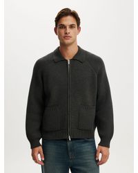 Cotton On - Zip Through Knitted Bomber Jumper - Lyst