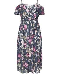 Yours Curve - London Floral Cold Shoulder Wrap Maxi Dress - Lyst