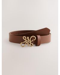 Next - Tan Regular Swirly Buckle Leather Belt - Lyst