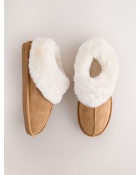Next - Tan Suede Faux Fur Lined Mini Boot Slippers - Lyst
