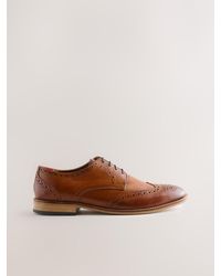 Next - Standard Fit Leather Contrast Sole Brogue Shoes - Lyst