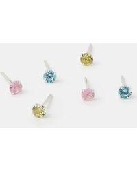 Accessorize - 3 Pack Sterling Diamanté Stud Earrings - Lyst