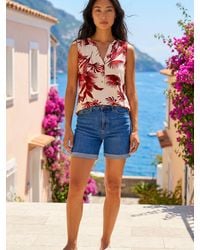 Roman - Petite Leaf Print Stretch Tunic Top - Lyst