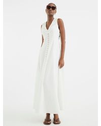 River Island - Lace Insert 100% Cotton Midi Dress - Lyst