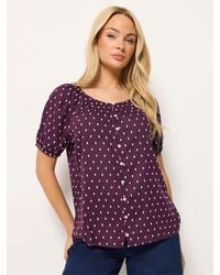M Com - Short Sleeve Dobby Button Through Blouse - Lyst