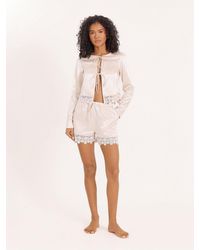 4th & Reckless - 4Th & Reckless Satin Lace Trim Shorts - Lyst