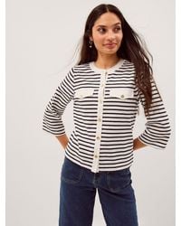 Monsoon - Shania Stripe Jersey Buttondown Top Ivory - Lyst
