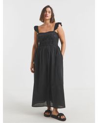 Simply Be - Broderie Detail Midi 100% Cotton Dress - Lyst