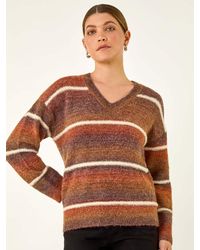 Roman - Stripe Fluffy Knit Jumper - Lyst