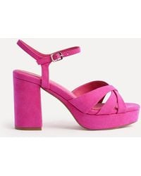 Linzi - Keliah Platform Cross-Over Strap Block Heeled Sandals - Lyst