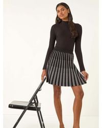 Roman - Geometric Knit Mini Skater Skirt - Lyst