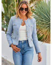 Sosandar - Textured Boucle Jacket With Embellished Buttons - Lyst