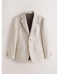 Next - Regular Fit Check Cotton Linen Blend Suit Jacket - Lyst