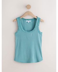Next - Washed Premium Ribbed Scoop Tank Vest Sleeveless Top - Lyst