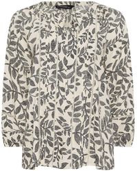 Evans - Long Sleeve Pintuck Lace Leaf Print Blouse - Lyst
