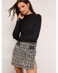 Lipsy - 2-In-1 Crew Neck Long Sleeve Knitted Mini Dress - Lyst