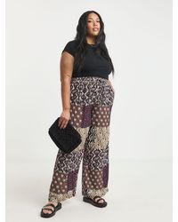 Simply Be - Tie Waist Crinkle Wide Leg Trousers - Lyst