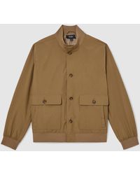 Reiss - Taupe Latent Technical Button-Through Bomber Jacket - Lyst