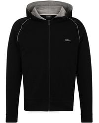BOSS - Stretch Cotton Zip-Up Hoodie - Lyst