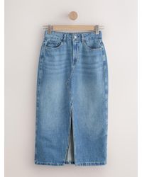 Next - Mid Split Front Maxi Denim Skirt - Lyst