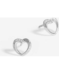 Simply Silver - 925 Cubic Zirconia Twisted Heart Stud Earrings - Lyst