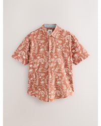 Next - 100% Cotton Textured Floral Print Short Sleeve Shirt - Lyst