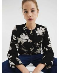River Island - Floral Embroidered Collarless Jacket - Lyst