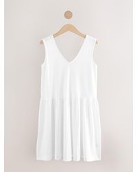 Next - 100% Cotton V-Neck Jersey Mini Summer Dress - Lyst
