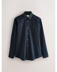 Next - Oxford Long Sleeve Check Collar Shirt - Lyst