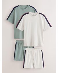Next - Side Stripe Stripe Short Sleeve Jersey Pyjamas Set 2 Pack - Lyst