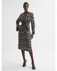 Reiss - Cream & Swirl Print Midi Dress - Lyst